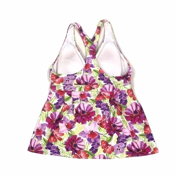 Lands End Floral Racerback Tankini Swim Top - Picture 5 of 9